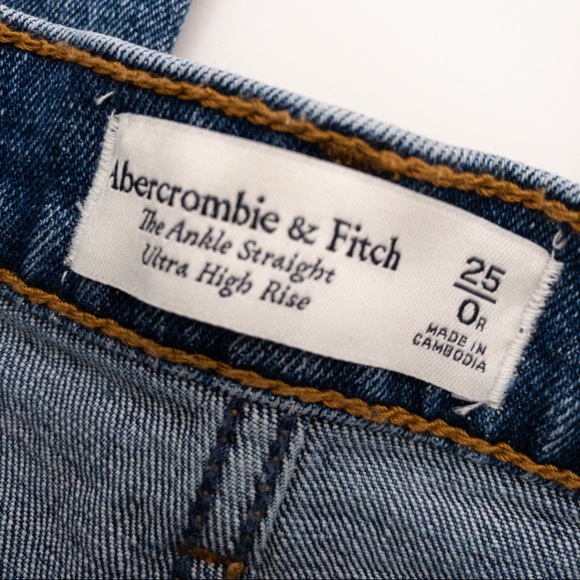 ABERCROMBIE & FITCH Ultra High Rise Ankle Straight Jeans Medium Wash Size 0 / 25 - Picture 6 of 9